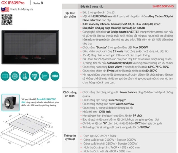 Bếp từ GrandX GX IH839 pro