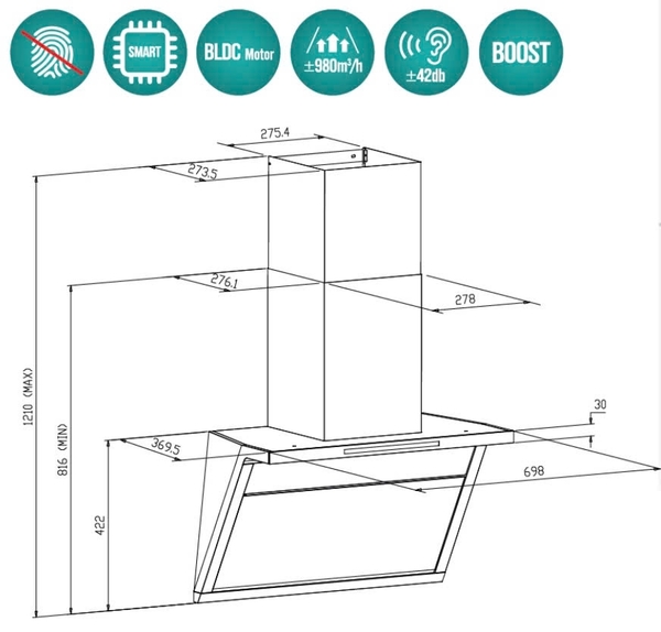 Máy Hút Mùi GrandX GX H70T88G