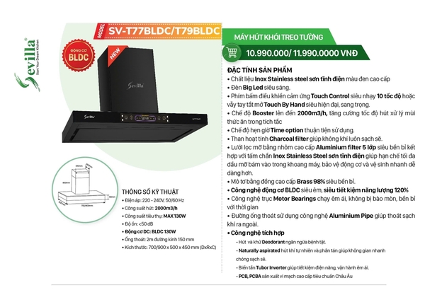 Máy Hút Mùi SV-T77BLDC