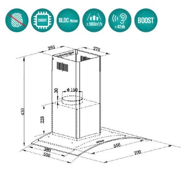 Máy Hút Mùi GRANDX GX H70C62B
