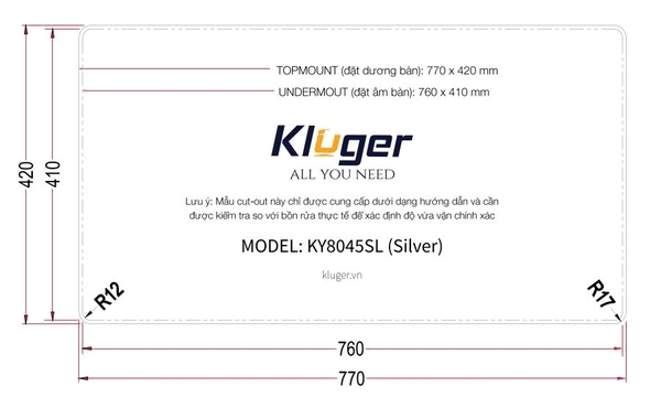 Chậu rửa bát Kluger KY8045SL Plus
