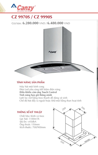 Máy hút mùi Canzy CZ 9970s