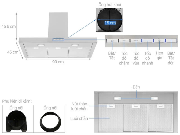 Máy hút mùi Smeg KBT900XE 536.84.493