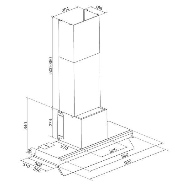 Máy hút khói khử mùi âm tủ Malloca Space MH 900SP