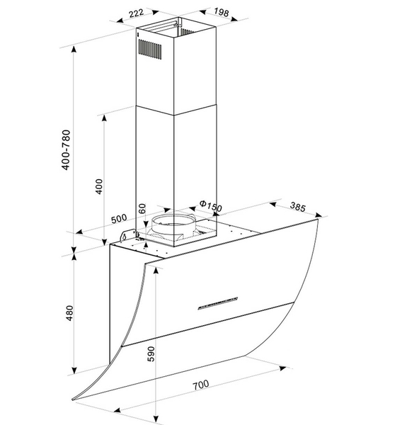 Máy Hút Mùi KAFF KF-LUX-AT70H-BK