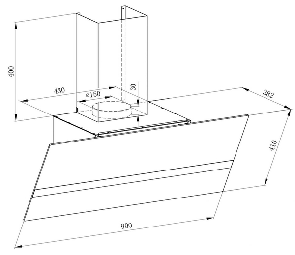 MÁY HÚT MÙI PHẲNG KAFF KF-LUX-AT90FH-BK