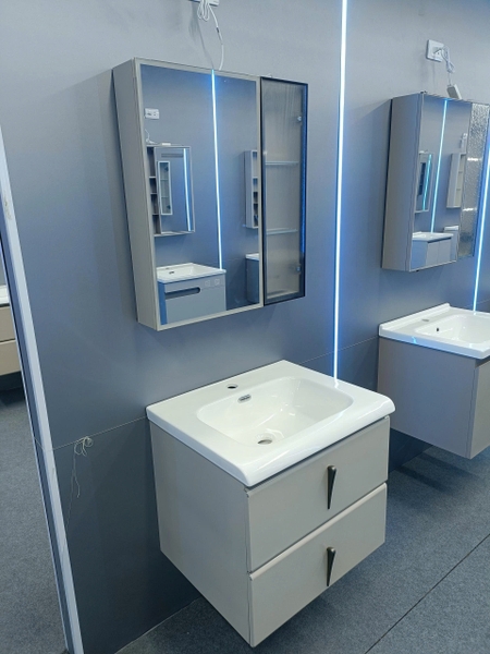 Bộ tủ chậu lavabo, tủ gương phòng tắm TC 001-60