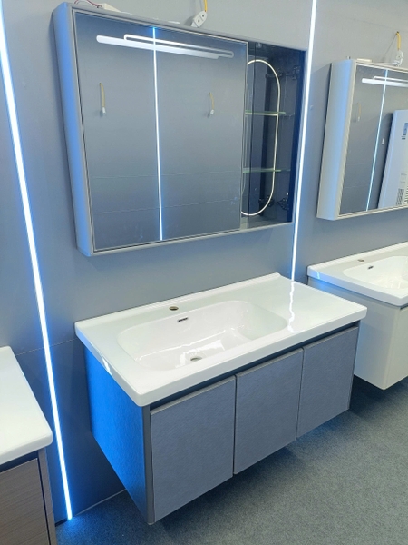 Bộ tủ chậu lavabo, tủ gương phòng tắm TC 014-100