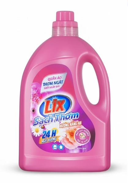 Nước giặt Lix sạch thơm hương nắng hạ, can 3.3kg