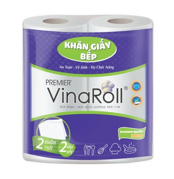 Khăn giấy bếp Vinaroll 2 lớp Premier lốc 2 cuộn (1 Lốc)