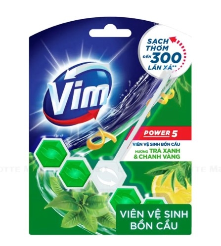Viên vệ sinh bồn cầu Vim hương Trà xanh & Chanh vàng, vỉ 55g