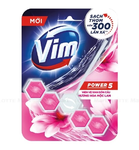 Viên vệ sinh bồn cầu Vim Power5 hương Mộc Lan, vỉ 55g