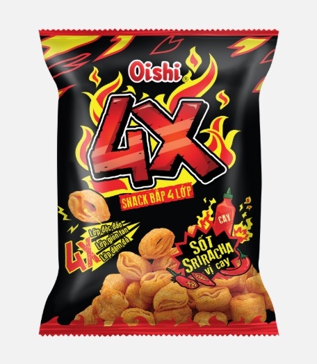 Snack bắp 4 lớp sốt Sriracha vị cay Oishi 32g