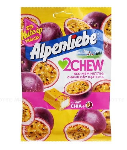 Kẹo mềm Alpenliebe 2Chew hương Chanh dây hạt chia, 220,5g