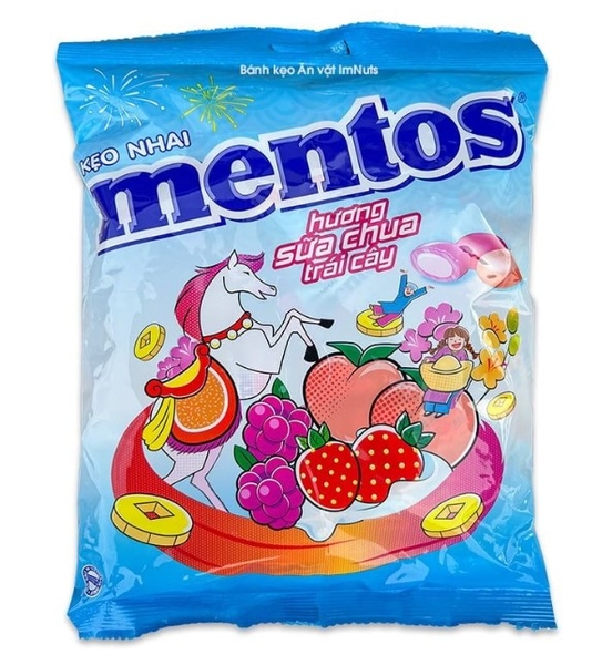 Kẹo nhai Mentos hương sữa chua trái cây, gói 221,4g