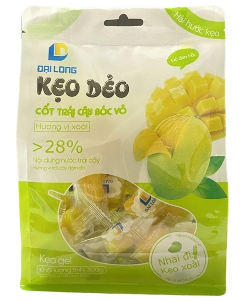 Kẹo dẻo trái cây bóc vỏ Đại Long hương vị Xoài xanh, gói 250g