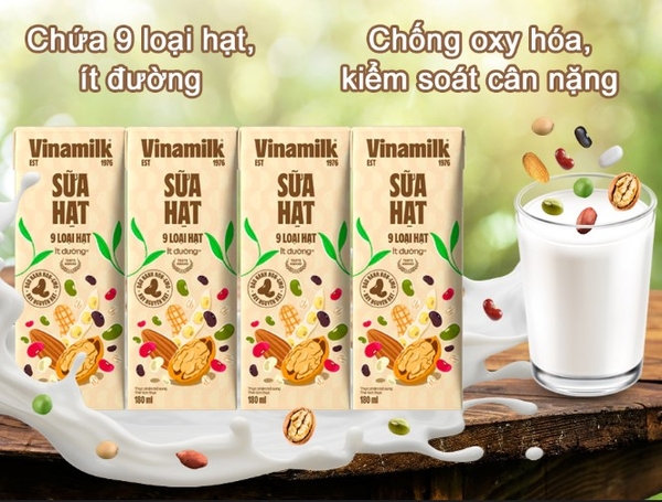 Sữa 9 Loại Hạt Vinamilk, ít đường, 180ml