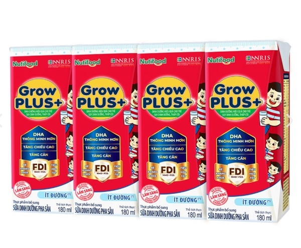 Sữa Nutifood Grow Plus đỏ ít đường, 180ml