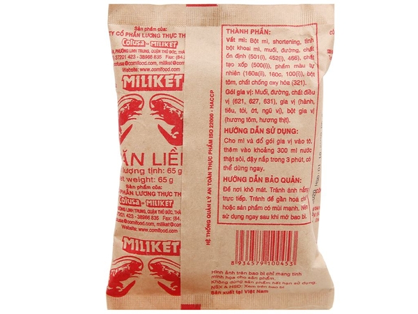 Lốc 10 gói mì Miliket 75g