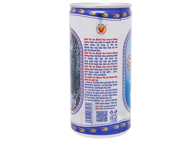 Yến Sanest không đường (lon)