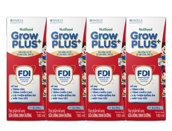 Sữa Nutifood Grow Plus đỏ ít đường, 180ml