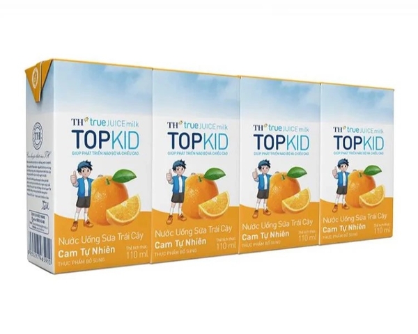 Sữa chua uống tiệt trùng hương Cam TH True Your Topkid, hộp 110ml