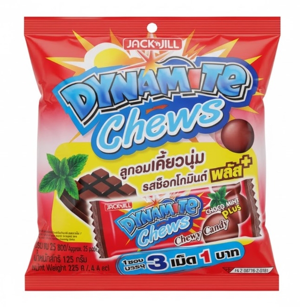 Kẹo Dynamite Thái Lan 3 viên Socholate bạc hà, gói 125g