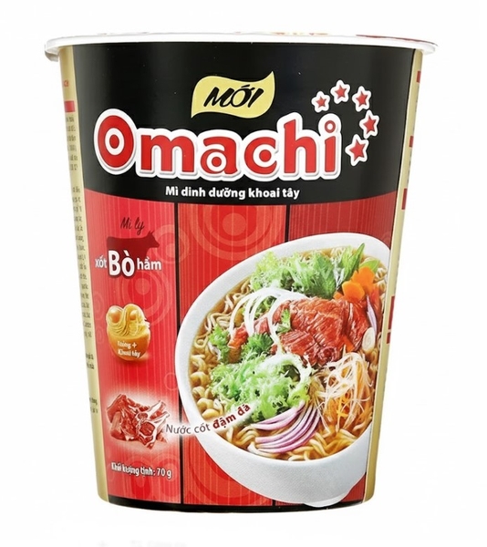 Mì dinh dưỡng khoai Tây  Omachi xốt bò hầm, ly 69g