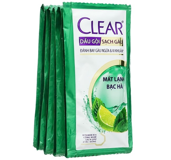 Dầu gội sạch gàu Clear mát lạnh bạc hà 5.8ml x 10 gói