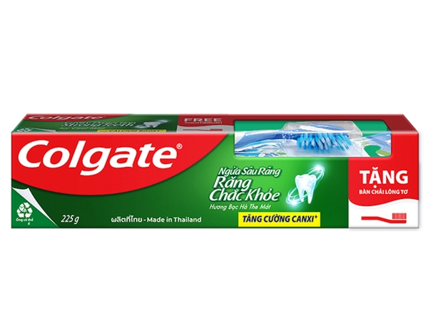 Kem đánh răng Colgate ngừa sâu răng, tặng bàn chải đánh răng lông tơ, tuýp 225g