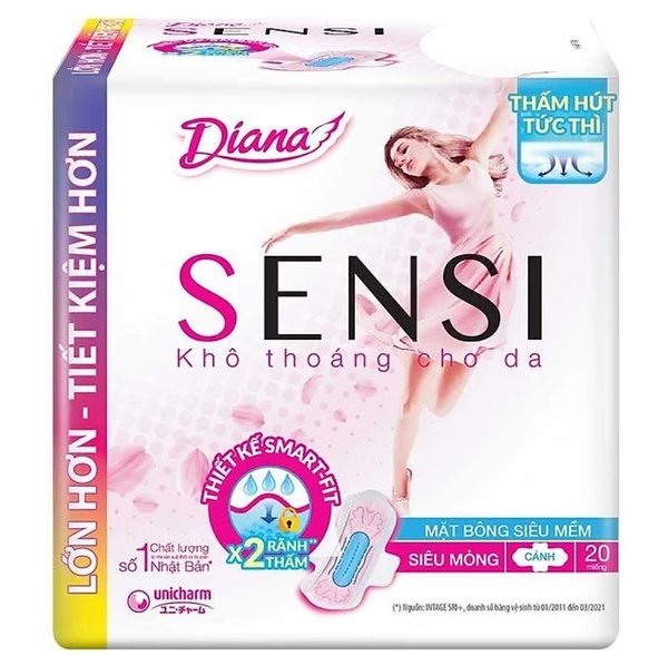 BVS Diana Sensi Cool Fesh siêu mỏng cánh 20 miếng