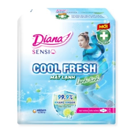 Băng vệ sinh Diana Sensi Cool Fresh siêu mỏng cánh mát lạnh 8 miếng 23cm
