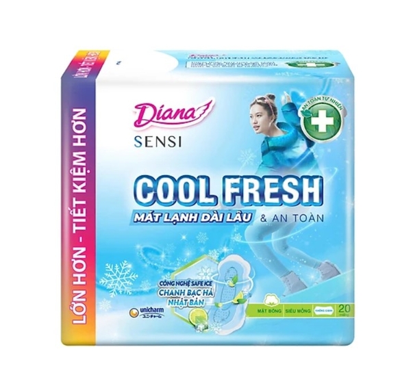 Băng vệ sinh Diana Sensi Cool Fresh siêu mỏng không cánh gói 20 miếng