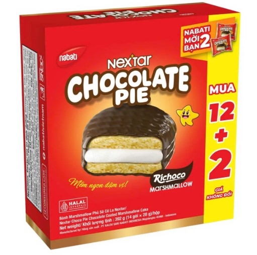 Bánh bông lan Nextar Chocolate Pie Nabati hộp 392g