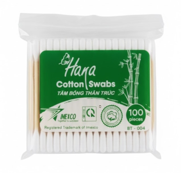 Tăm bông thân trúc Hana, gói 100 chiếc