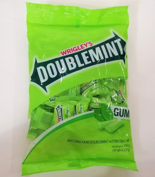 Kẹo ngậm không đường Doublemint hương Bạc Hà, gói 39g (30 gói x 1,3g)