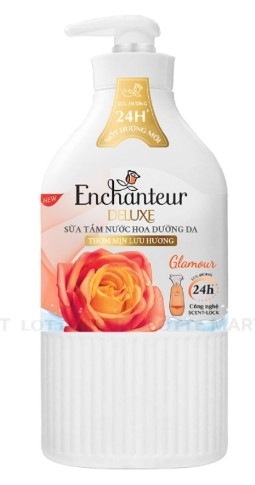 Sữa tắm nước hoa Enchanteur Glamour hương nước hoa dưỡng da, chai 650g