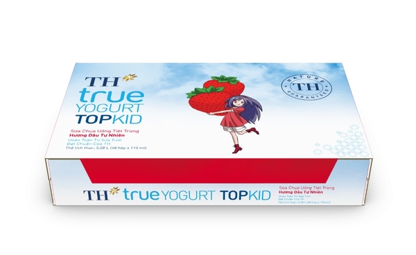 Thùng 48 hộp sữa chua uống tiệt trùng TH True Your Topkid hương Dâu 110ml