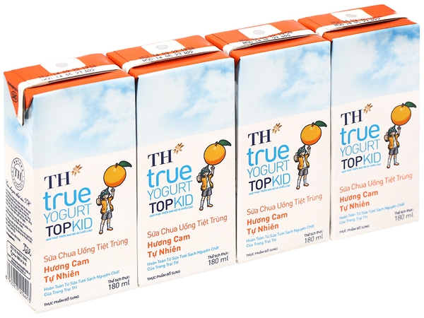 Sữa chua uống tiệt trùng hương Cam TH true Yogurt TOPKID 180ml