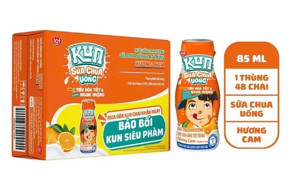 Sữa chua uống Kun hương Cam, chai 85ml