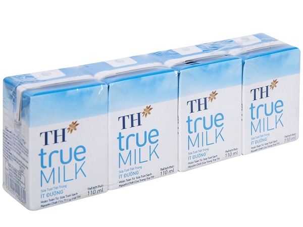 Sữa tươi tiệt trùng ít đường TH true MILK 110ml - Thùng 12 lốc