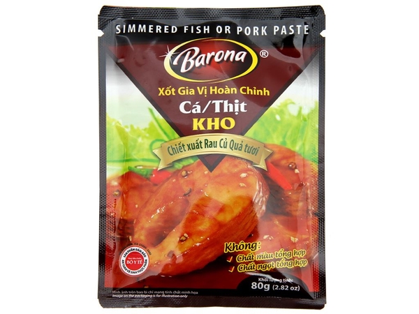 Xốt gia vị hoàn chỉnh ướp cá, thịt kho Barona gói 80g