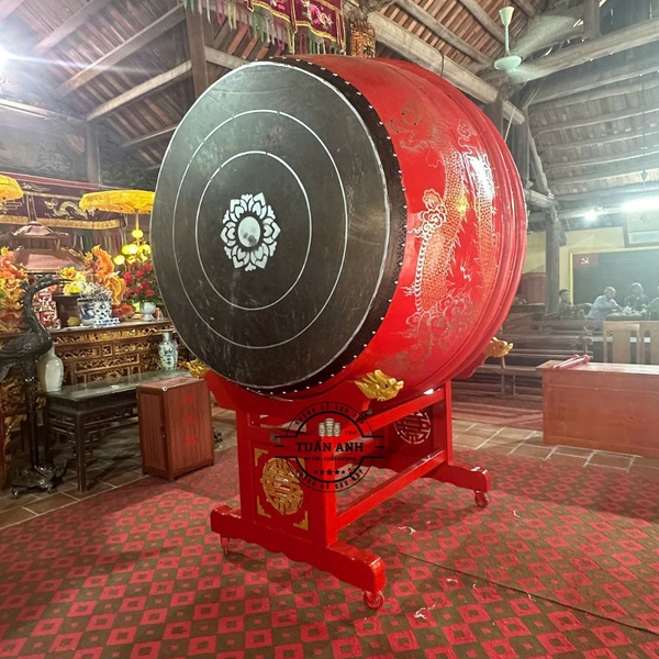 Trống Đình Chùa 150cm Cao 180cm – Trống Gỗ Mít Da Trâu Cao Cấp | Thùng Gỗ Tuấn Anh