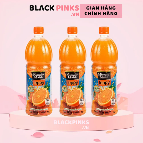 Thùng 12 chai nước cam có tép Teppy Minute Maid 1L