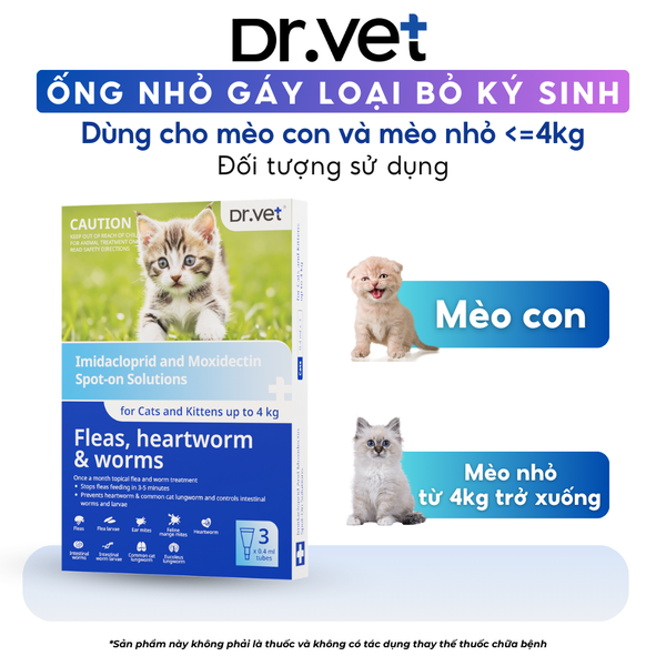 Mèo dưới 4kg - Ống nhỏ Gáy loại bỏ ký sinh (for Cats) 0.4ml