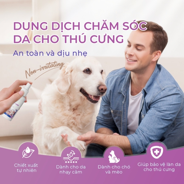 Dung dịch chăm sóc da cho chó mèo DrVet chai 75 ml