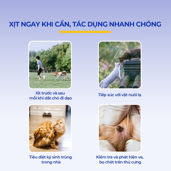 Chai xịt Fipronil loại bỏ rận, ve, ký sinh trùng