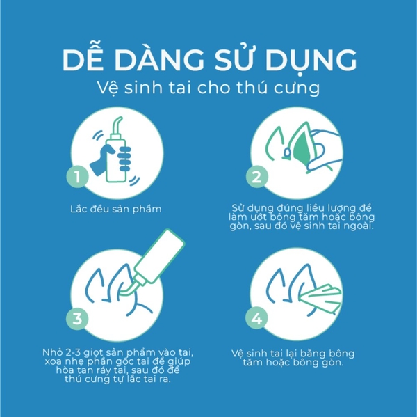 Dung dịch vệ sinh tai cho chó mèo Dr Vet chai 120 ml