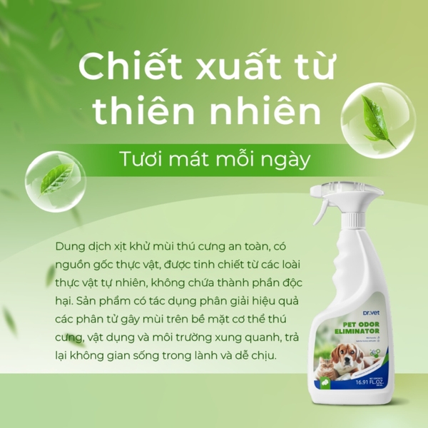 Dung dịch khử mùi hôi cho chó mèo DrVet chai 500 ml