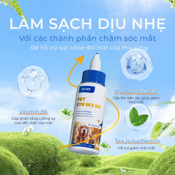 Dung dịch vệ sinh mắt cho chó mèo DrVet chai 60 ml